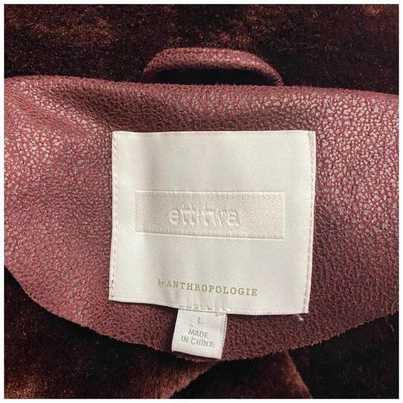 Anthropologie by Ettitwa Faux Suede Faux Fur Jacket Size Large - Picture 6 of 6